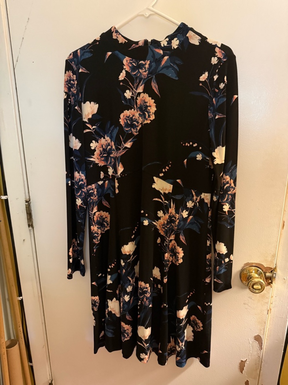 Ivanka Trump Black Floral Long-Sleeve A-Line Dress